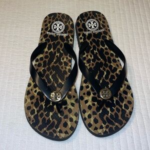 Tory Burch Leopard Flip Flops